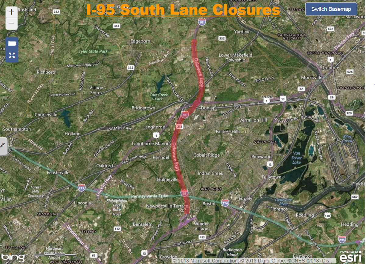 I-95 S Lane Closures Guide Rail.PNG